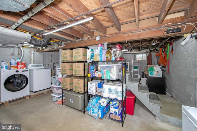 14 Utah Ave, Cherry Hill, NJ 08002 - basement featuring washing machine and dryer and concrete block wall