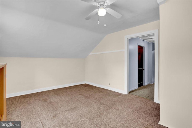 1124 Fairview Dr, Reading, PA 19605 - additional living space featuring carpet, lofted ceiling, and ceiling fan