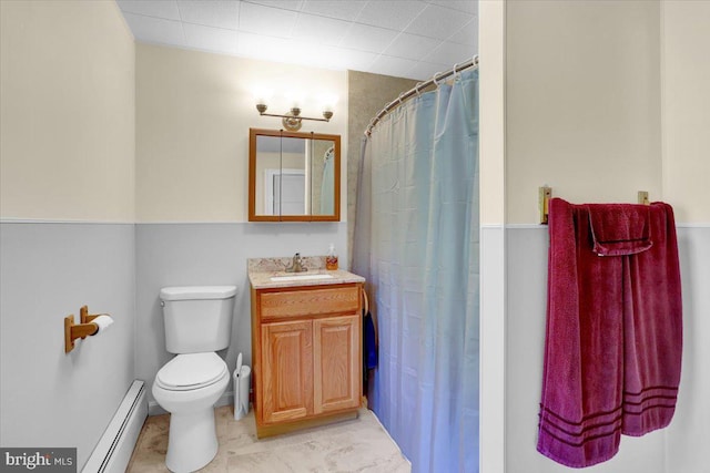 1124 Fairview Dr, Reading, PA 19605 - full bath with vanity, baseboard heating, and curtained shower