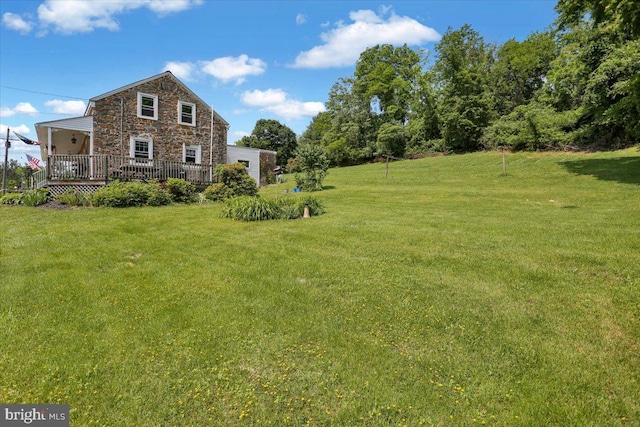 1124 Fairview Dr, Reading, PA 19605 - view of green lawn featuring a deck