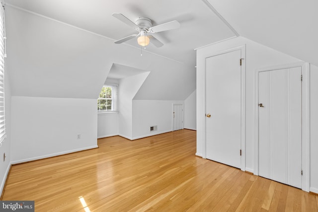 1516 Berwick Rd, Baltimore, MD 21204 - additional living space with light wood-type flooring, ceiling fan, and lofted ceiling