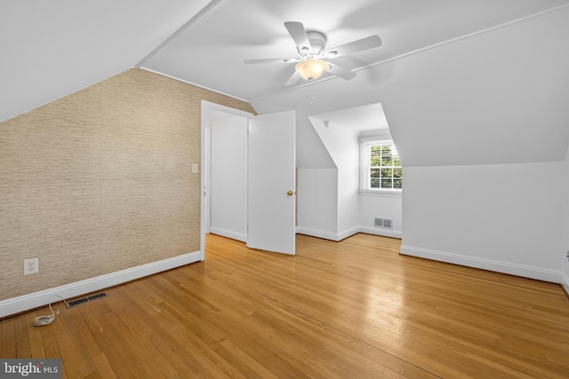 1516 Berwick Rd, Baltimore, MD 21204 - bonus room featuring vaulted ceiling, a ceiling fan, and light wood-style floors
