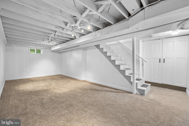 1516 Berwick Rd, Baltimore, MD 21204 - basement with carpet and stairway
