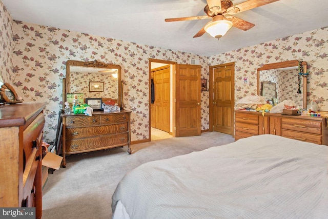 148 S Allwood Dr, Hanover, PA 17331 - bedroom featuring wallpapered walls, light colored carpet, and ceiling fan