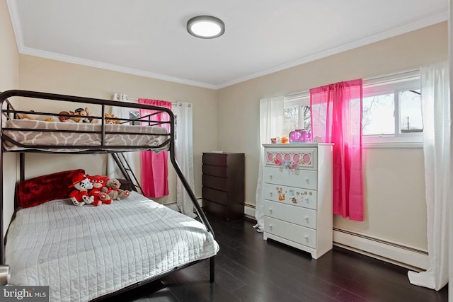 37 Outlook Ln, Levittown, PA 19055 - bedroom with a baseboard heating unit, wood finished floors, and crown molding