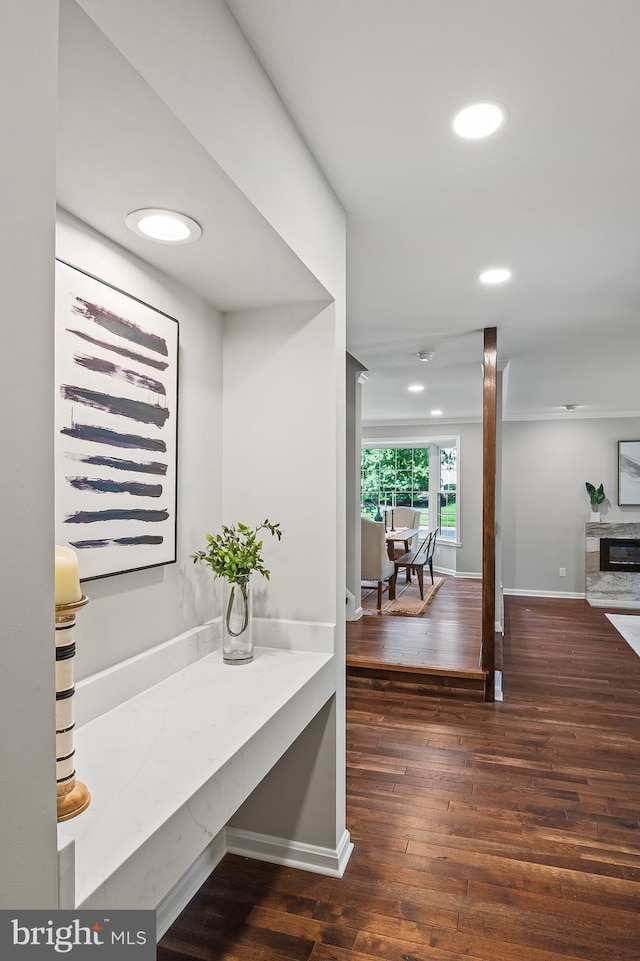 320 Redwood Grove Ct, Millersville, MD 21108 - corridor with hardwood / wood-style floors and recessed lighting