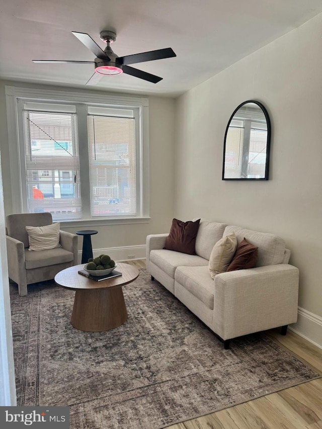 538 S Lime St, Lancaster, PA 17602 - living room featuring wood finished floors and a ceiling fan