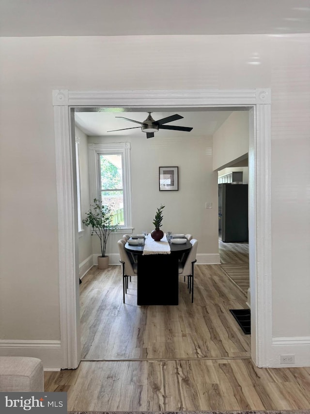 538 S Lime St, Lancaster, PA 17602 - dining room featuring wood finished floors and a ceiling fan