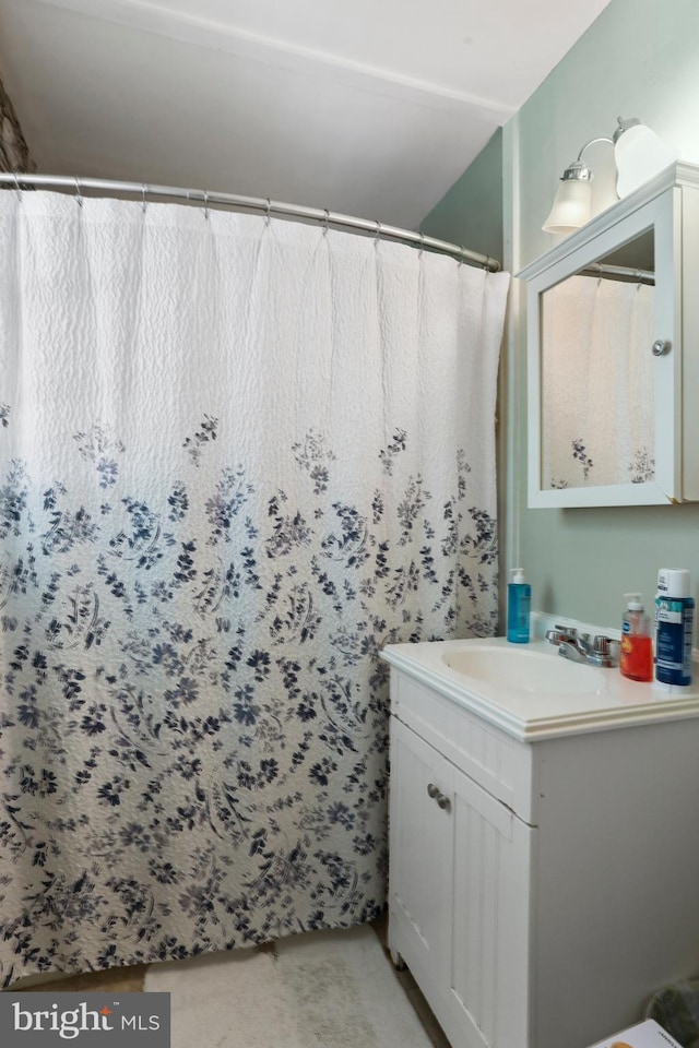 251 Kelly Dr, Harpers Ferry, WV 25425 - bathroom featuring vanity, tile patterned flooring, and curtained shower