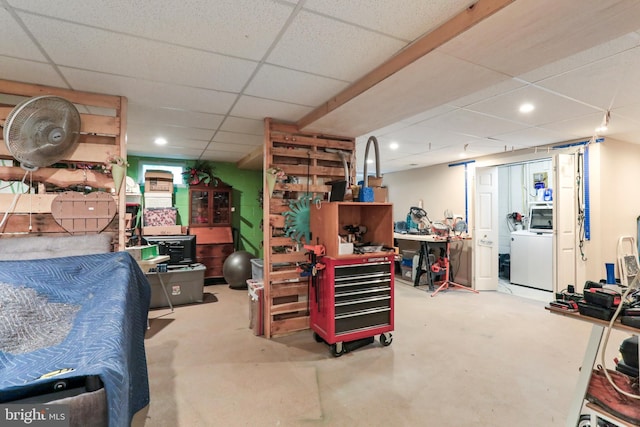251 Kelly Dr, Harpers Ferry, WV 25425 - finished basement featuring washer / clothes dryer, a paneled ceiling, and recessed lighting