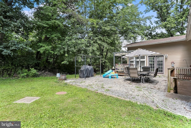 251 Kelly Dr, Harpers Ferry, WV 25425 - view of grassy yard with a pergola and a patio