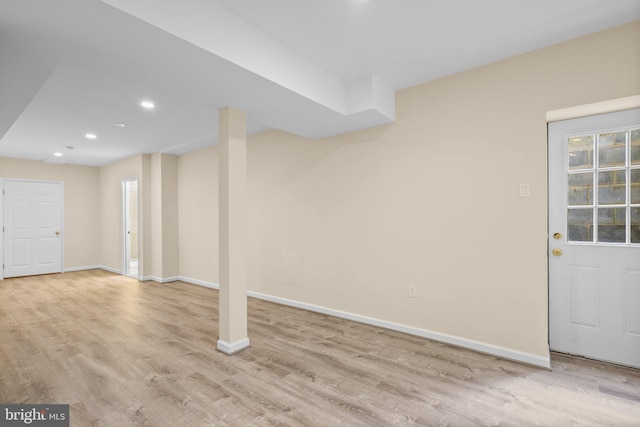 15321 Peach Orchard Rd, Silver Spring, MD 20905 - below grade area featuring light wood-style flooring and recessed lighting