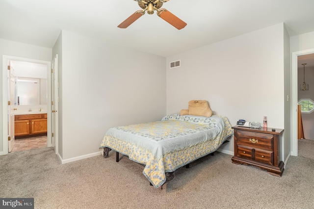 1866 Wexford Rd, Palmyra, PA 17078 - bedroom with light carpet, a ceiling fan, and ensuite bath