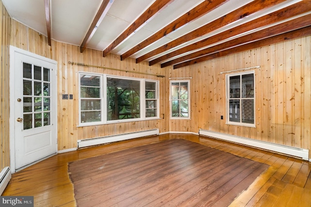 505 7th St, Mount Gretna, PA 17064 - unfurnished sunroom featuring a baseboard heating unit and beam ceiling