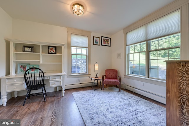5751 Mount Pisgah Rd, York, PA 17406 - office featuring baseboard heating, healthy amount of natural light, a baseboard heating unit, and dark wood-style floors