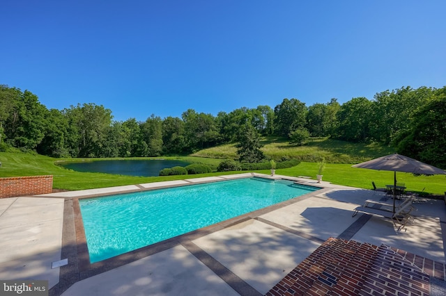 5751 Mount Pisgah Rd, York, PA 17406 - outdoor pool with a patio, a lawn, and a water view