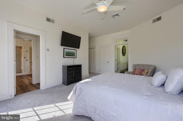 5751 Mount Pisgah Rd, York, PA 17406 - bedroom with carpet flooring, two closets, and a ceiling fan