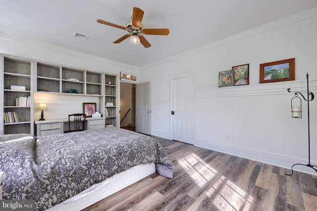 5751 Mount Pisgah Rd, York, PA 17406 - bedroom featuring wood finished floors, crown molding, and a ceiling fan
