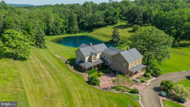 5751 Mount Pisgah Rd, York, PA 17406 - view from above of property with a nearby body of water and a heavily wooded area