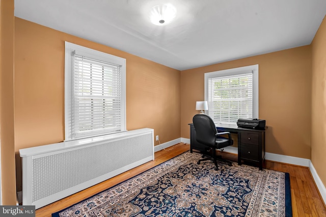206 E Lake Ave, Baltimore, MD 21212 - office area featuring radiator heating unit and wood finished floors