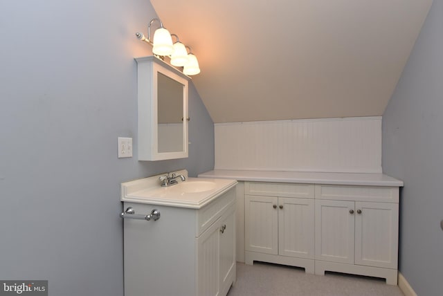 36765 Hummingbird Way N, Selbyville, DE 19975 - bathroom featuring vanity and lofted ceiling