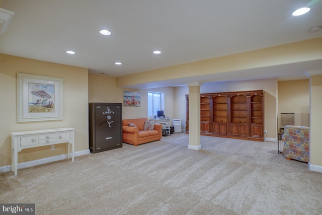 156 E Buckingham Dr, Rehoboth Beach, DE 19971 - finished below grade area with carpet flooring and recessed lighting