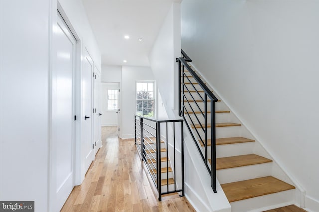 2713 E Huntingdon St, Philadelphia, PA 19125 - stairway featuring wood finished floors and recessed lighting