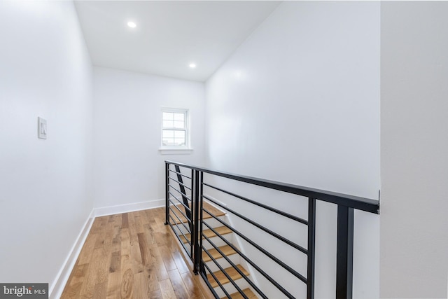 2713 E Huntingdon St, Philadelphia, PA 19125 - corridor featuring an upstairs landing, light wood-style floors, and recessed lighting