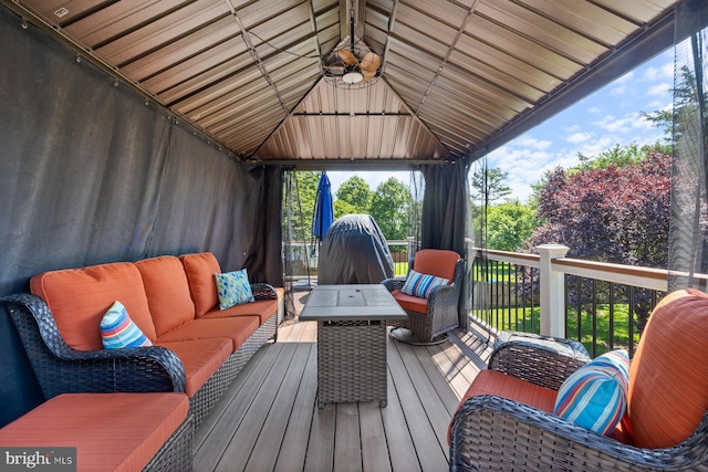 20736 Ashburn Station Pl, Ashburn, VA 20147 - wooden deck featuring an outdoor hangout area and a gazebo