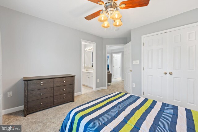 20736 Ashburn Station Pl, Ashburn, VA 20147 - carpeted bedroom with a closet, ceiling fan, and connected bathroom