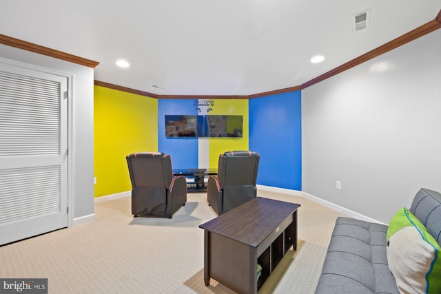 20736 Ashburn Station Pl, Ashburn, VA 20147 - living room featuring ornamental molding, recessed lighting, and carpet