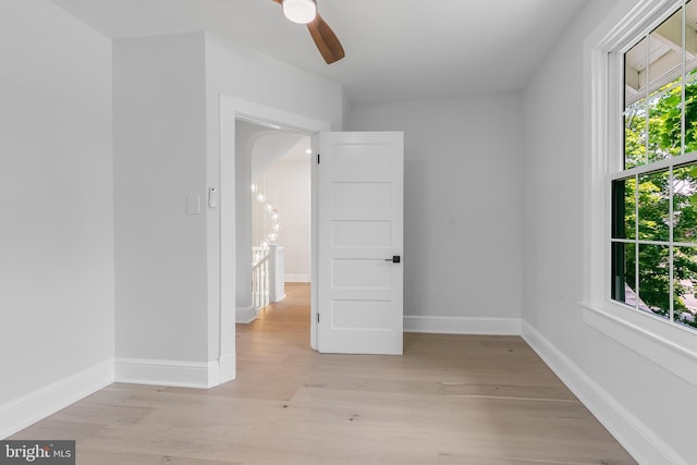 6818 Connecticut Ave, Chevy Chase, MD 20815 - spare room featuring ceiling fan and light wood-style flooring