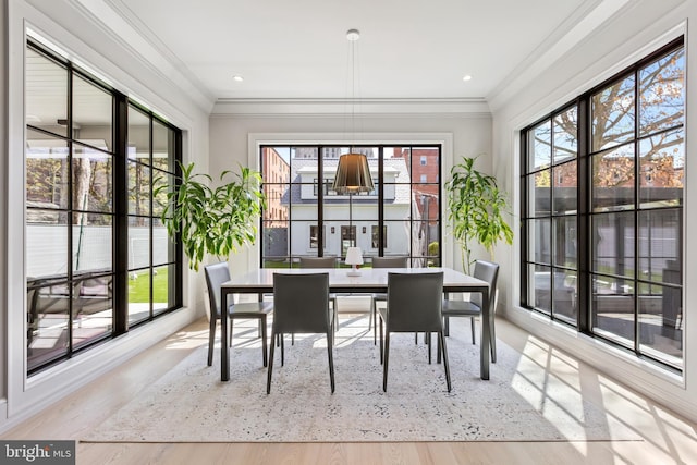 3119 38th St NW, Washington, DC 20016 - dining space featuring ornamental molding and wood finished floors