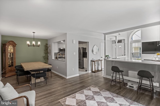 703 Wharton Rd, Mount Laurel, NJ 08054 - living room with dark wood-style flooring and a chandelier