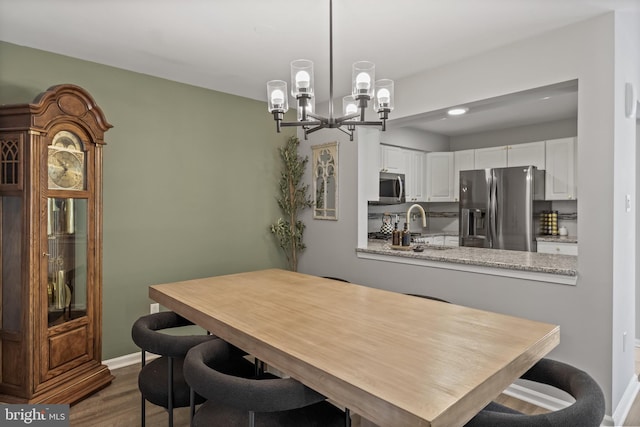 703 Wharton Rd, Mount Laurel, NJ 08054 - dining space featuring a chandelier, dark wood finished floors, and recessed lighting