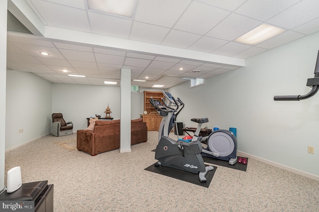 3 Baird Ct, Carlisle, PA 17013 - exercise area featuring carpet flooring, recessed lighting, and a paneled ceiling