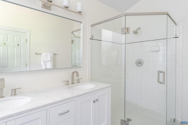 325 Heron Ln, Charlottesville, VA 22903 - bathroom with a stall shower and double vanity