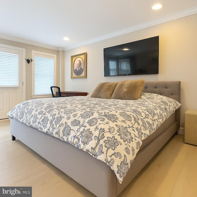 11 2nd St NE Unit 102, Washington, DC 20002 - bedroom with crown molding, recessed lighting, and wood finished floors