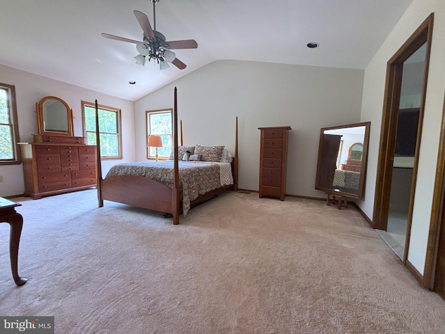 33 High Meadows Dr, Mullica Hill, NJ 08062 - bedroom featuring lofted ceiling, light colored carpet, and ceiling fan
