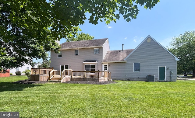 33 High Meadows Dr, Mullica Hill, NJ 08062 - rear view of house featuring a lawn and a deck