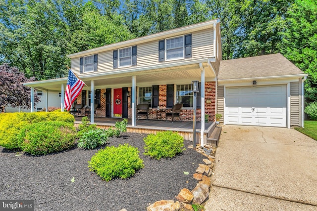 238 Winding Way Rd, Stratford, NJ 08084 - view of front of property featuring covered porch, brick siding, a garage, and driveway