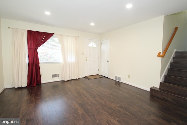 804 N Augustine St, Wilmington, DE 19804 - entryway with stairs, wood finished floors, and recessed lighting
