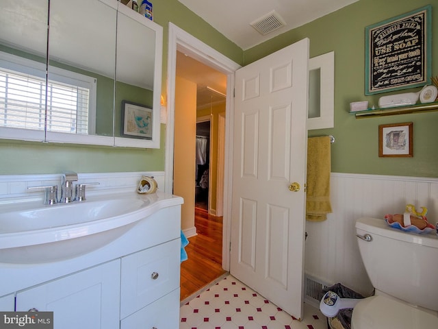 616 Glenfield Ave, Glenolden, PA 19036 - bathroom with a wainscoted wall, vanity, and tile patterned floors