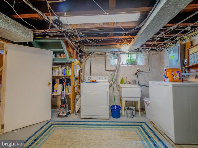 616 Glenfield Ave, Glenolden, PA 19036 - basement featuring electric panel and washing machine and clothes dryer