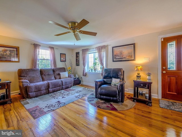 616 Glenfield Ave, Glenolden, PA 19036 - living area featuring hardwood / wood-style flooring and a ceiling fan