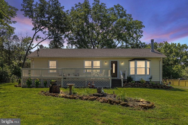 381 Youngs Dr, Front Royal, VA 22630 - single story home with a wooden deck and a chimney