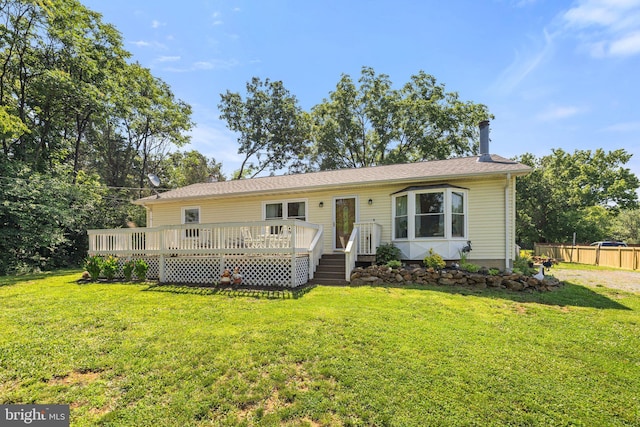 381 Youngs Dr, Front Royal, VA 22630 - single story home featuring a chimney and a wooden deck