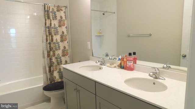 12507 Olivine Ct, Hagerstown, MD 21740 - full bathroom featuring shower / bath combo with shower curtain and double vanity