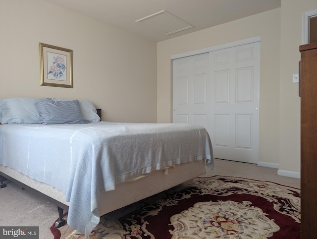 43 Helene Ct, Hamburg, PA 19526 - bedroom featuring light colored carpet, a closet, and attic access