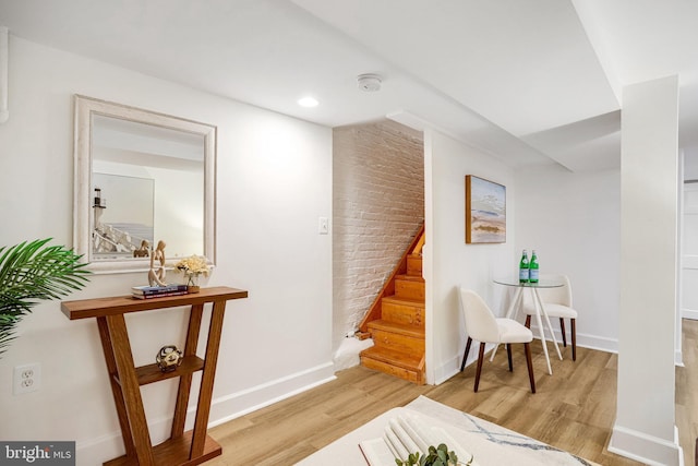 3105 17th St NW, Washington, DC 20010 - corridor with wood finished floors, stairway, and recessed lighting